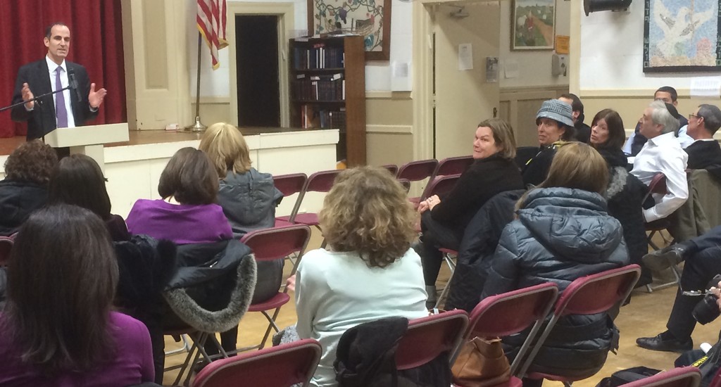 HALB President Lance Hirt urged residents at a forum on Tuesday to support his school.