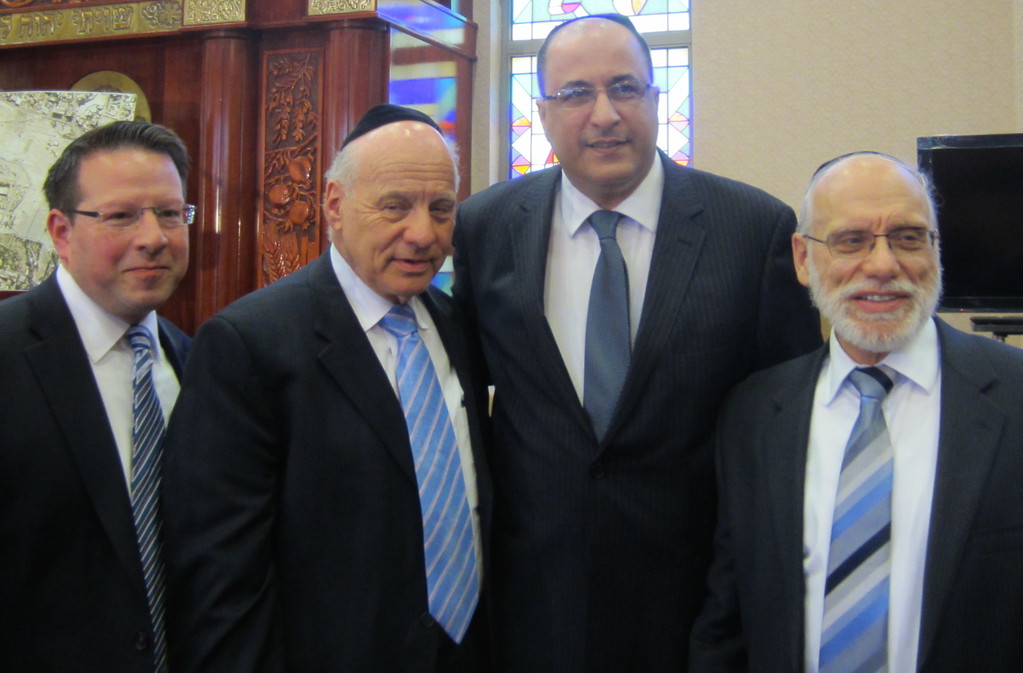 At Solidarity Rally for Har Hazeitim. From right, Charles Miller, Menachem Lubinsky co-chairman, Israel