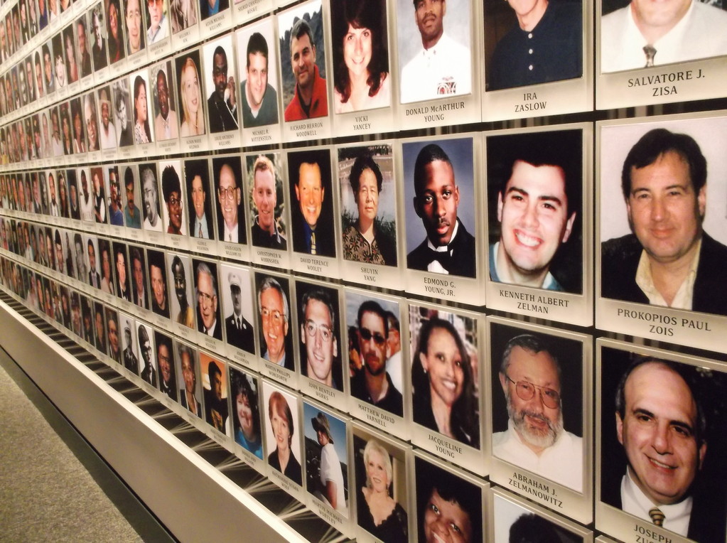 Photographs of those who died in the World Trade Center attacks line the walls of the museum.