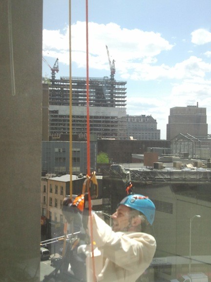 Jonathan Nierenberg as 007 over Newark rappels down a building to raise money for Ohel.