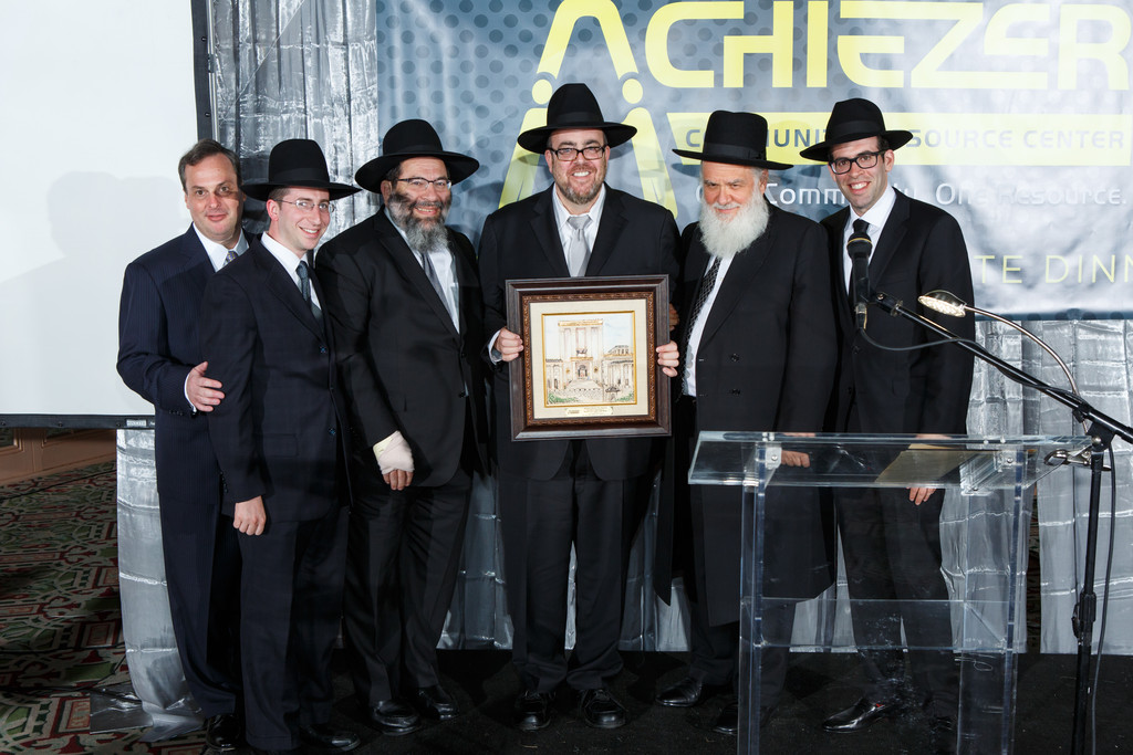 From third from left:Rabbi Yaakov Bender, Rabbi Zev Bald, Rabbi Naftali Jaeger, Rabbi Boruch B. Bender