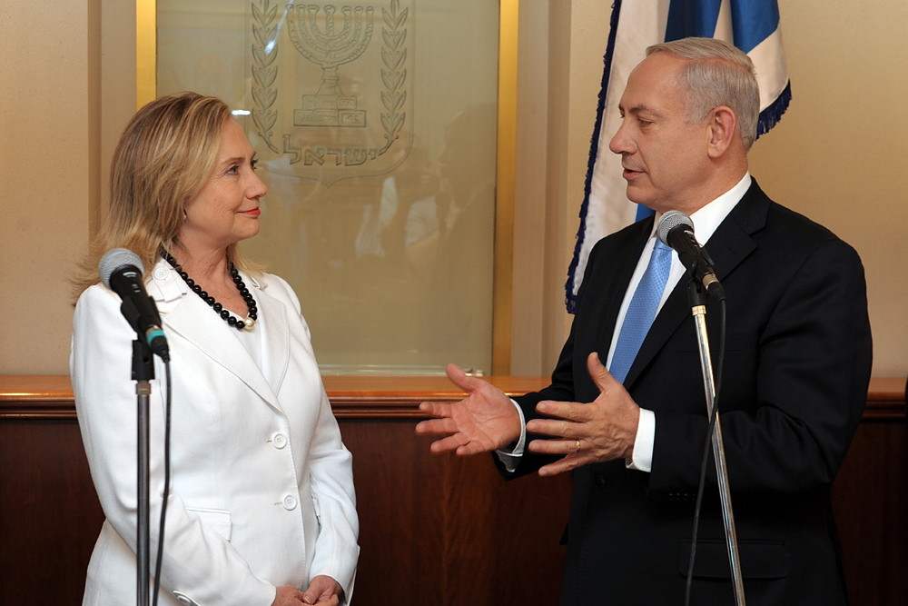 Secretary of State Hillary Clinton meets with Israeli Prime Minister Benjamin Netanyahu in Jerusalem in July 2012.