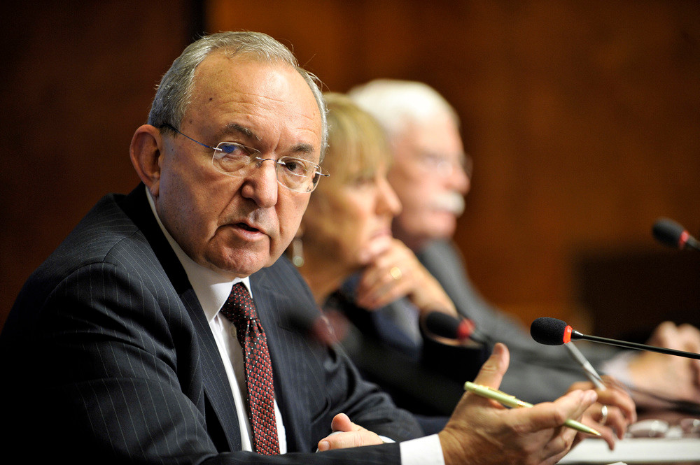 Richard Goldstone, head of the UN Fact-Finding Mission on the Gaza Conflict of 2008-09. Goldstone would eventually retract his controversial report.