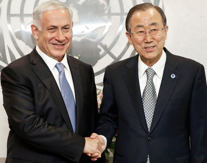 Prime Minister Netanyahu and United Nations Secretary-General Ban Ki-moon on Tuesday in New York.