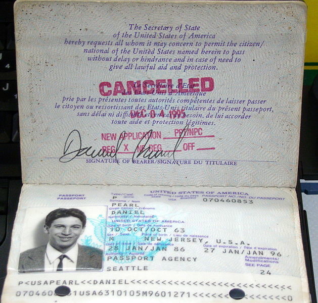 Daniel Pearl's passport, at the Newseum in Wshington.