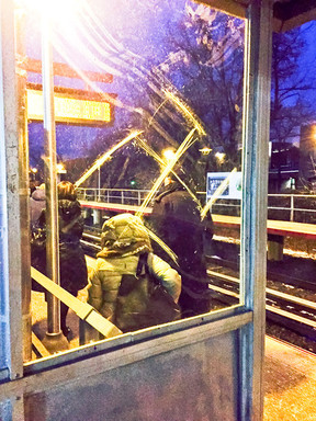 County and MTA police are partnering to catch whoever is responsible for anti-Semitic images at Five Towns train   stations. Above, a swastika etched into a shelter panel at Cedarhurst station.