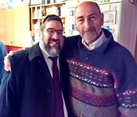 Rabbi Oppen is pictured in Copenhagen with the father of Dan Uzan, Hy