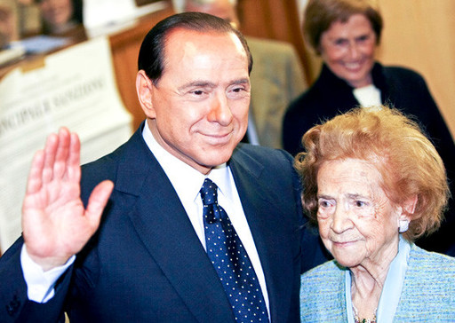 Italian Premier Silvio Berlusconi with his mother Rosa on election day in Milan, Italy, in April 2006.
