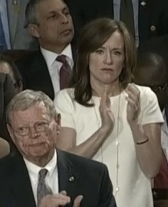 South Shore Rep. Kathleen Rice applauds Prime Minister Netanyahu during his speech on Tuesday in Congress.