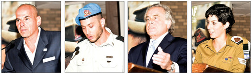 From left: FIDF Long Island Chairman Ronny Ben-Josef; Captain Aharon leads a prayer for the IDF soldiers; event emcee and prominent attorney from the Five Towns, Ben Brafman; hero of Protective Edge, and Staff Sergeant (Reserve) Elle.