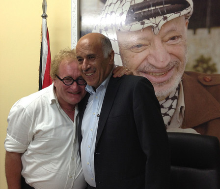 Tuvia Tenenbom (left) with Jibril Rajoub, former head of the Palestinian Authority