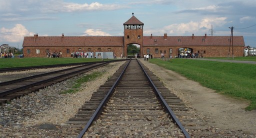 The railway leading up to the main gate at the Nazis