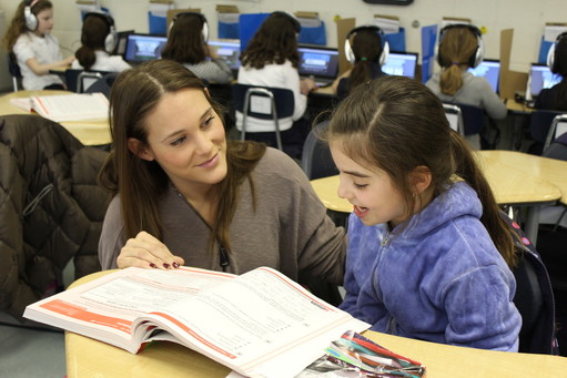 In partnership with Affordable Jewish Education Project, HALB teacher Lauren Kaye worked with Meghan Gottrfied as other third-graders worked independently last year.