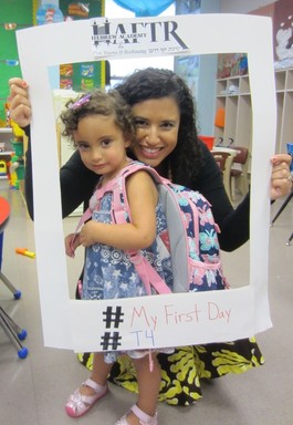 At the Hebrew Academy of the Five Towns and Rockaway, HAFTR parent and faculty member Robin Maron poses with her daughter Lilly.