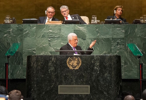 Palestinian Authority President Mahmoud Abbas at the United Nations General Assembly on Wednesday.