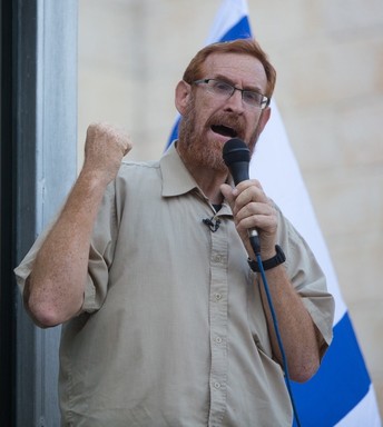 Rabbi Yehudah Glick at a protest outside the Temple Mount on July 14.