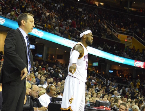 Former Cleveland Cavaliers head coach David Blatt (left) and NBA superstar LeBron James.