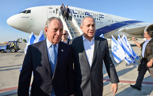 Michael Bloomberg with Prime Minister Benjamin Netanyahu on July 23, 2014, when Bloomberg flew to Israel in a stand against a U.S. Federal Aviation Administration ban on flights to the Jewish state.