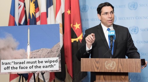 Danny Danon, Israel's representative at the U.N., speaks to the media at Security Council Stateout about Iran Missile testing.