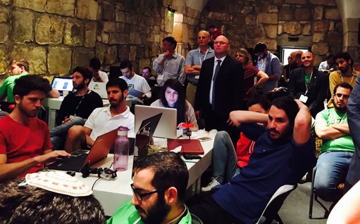 The &ldquo;hackathon&rdquo; in Crusaders Hall at the Tower of David Museum in Jerusalem.
