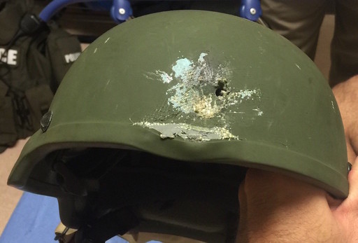 This Kevlar helmet saved the life of an Orlando police officer who confronted the nightclub gunman.