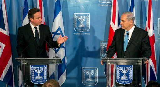 Israeli Prime Minister Benjamin Netanyahu (right) and his British counterpart Prime Minister David Cameron attend a joint press conference in Jerusalem on March 12, 2014. Cameron resigned following the United Kingdom's Brexit vote on June 24.