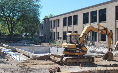 Work continues outside the Number 6 School in preparation for occupancy by HALB.