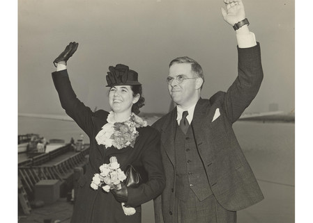 Martha and Watistill Sharp departing New York Harbor for Prague in 1939.