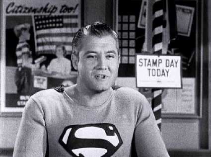 George Reeves as Superman in the U.S. government film &quot;Stamp Day for Superman&quot;