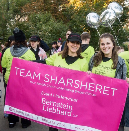Women representing Sharsheret, a support group for Jewish breast and ovarian cancer patients and their families.