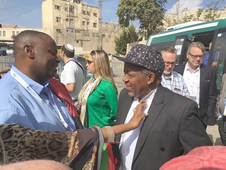Kenneth Meshoe (right) of the African Christian Democratic Party, on a visit to Hebron this week.