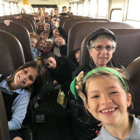 Shulamith third graders en route to the Yeshiva University Museum.