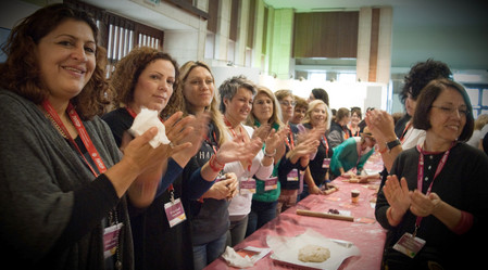 On a Jewish Women&rsquo;s Renaissance Project trip, Greek women bake challahs in Jerusalem.