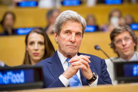 Secretary of State John Kerry attends the screening of the documentary film &quot;Before the Flood&rdquo; at the United Nations on Oct. 20.