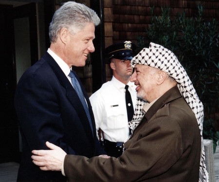 President Clinton with Palestinian leader Yasser Arafat. Arafat rejected the December 2000 &ldquo;Clinton Parameters,&rdquo; a State Department-drafted peace plan that called for a Palestinian state in 95 percent of the disputed territo-ries as well as Palestinian sovereignty over the Temple Mount and other parts of eastern Jerusalem.