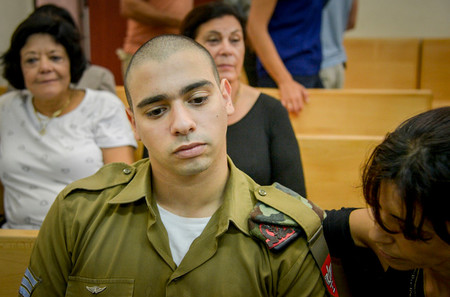 Elior Azaria, the Israeli soldier, who shot a Palestinian terrorist in Hebron, seen during a court on Aug. 30, 2016.