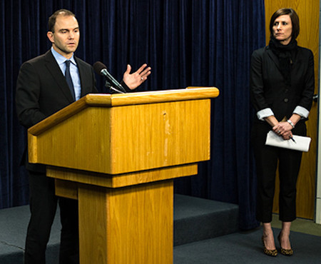 Deputy National Security Adviser Ben Rhodes, who constructed the Obama administration&rsquo;s communications strategy around the Iran nuclear deal, addresses the media in January 2014.
