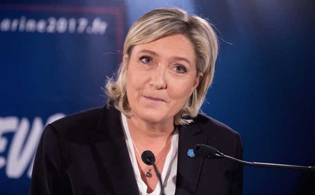 Marine Le Pen, leader of a French far right party and candidate for the 2017 French Presidential elections.