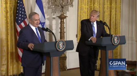 Prime Minister Benjamin Netanyahu speaking at a joint news conference with President Donald Trump at the White House on Wednesday.