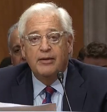 David Friedman facing the Senate Foreign Relations Committee on Feb. 16.