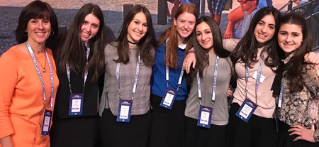 From Stella K Abraham High School (from left): Judaic studies teacher Tamar Bindiger with students Talia Wein, Ayelet Klahr, Leora Fenster, Mimi Leifer, Emma Greenbaum and Sarah Kurtz.