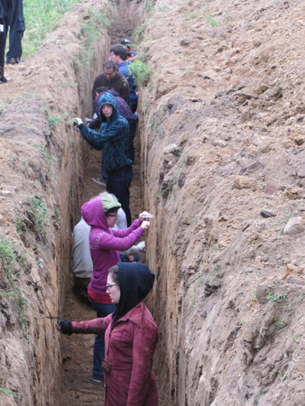 Michael Kagan and Dror Shwartz brought descendants of Novogrudok labor camp escapees to dig for the tunnel&mdash;pictured here&mdash;that their ancestors used to flee.