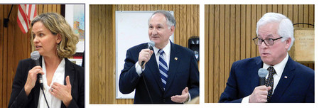 Democratic candidates for Nassau County Executive, from left: Legislator Laura Curran, Comptroller George Maragos, and Assemblyman Charles Lavine.