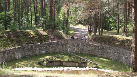 The &ldquo;Burning Pit&rdquo; used by the Nazis to burn the remains of thousands of Jewish victims who had been shot to dealth early in the war, in order to eliminate evidence.