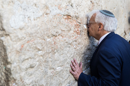 David Friedman, on arriving in Israel as the new U.S. ambassador, visited the Western Wall on Monday, May 15.