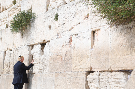 President Donald Trump at the Western Wall in Jerusalem, Israel, on May 22.