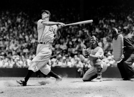Hall of Famer Hank Greenberg batting for the Detroit Tigers in 1935.