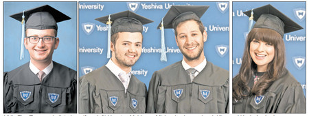 YU&rsquo;s Five Towns valedictorians (from left) Yonatan Mehlman, Mickey Levinson, Jacob Klar, and Kayla Axelrod.