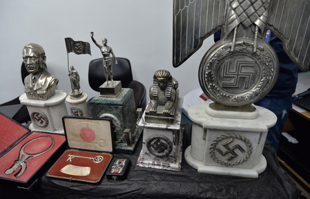 Some of the Nazi-era objects discovered by Argentine police.