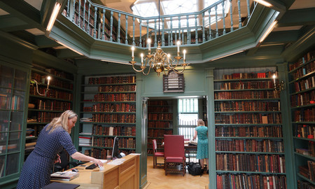 A researcher working at the Ets Haim Jewish library in Amsterdam.